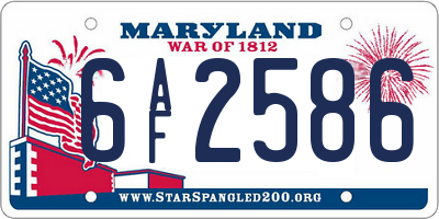 MD license plate 6AF2586