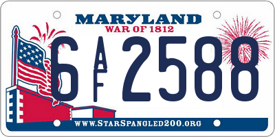 MD license plate 6AF2588
