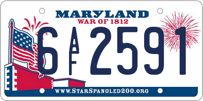 MD license plate 6AF2591