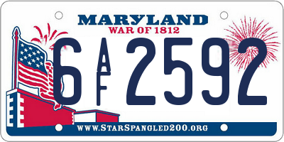 MD license plate 6AF2592