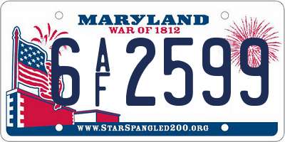 MD license plate 6AF2599