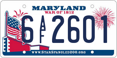 MD license plate 6AF2601