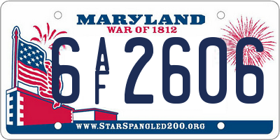 MD license plate 6AF2606