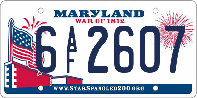MD license plate 6AF2607