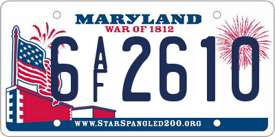 MD license plate 6AF2610