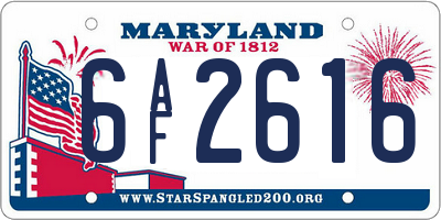 MD license plate 6AF2616