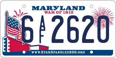MD license plate 6AF2620