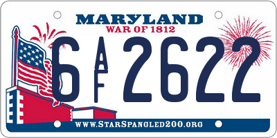 MD license plate 6AF2622