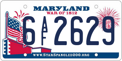 MD license plate 6AF2629