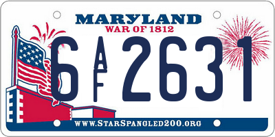 MD license plate 6AF2631