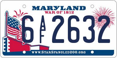 MD license plate 6AF2632