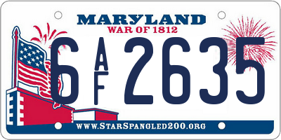 MD license plate 6AF2635