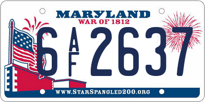 MD license plate 6AF2637