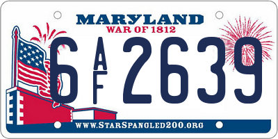 MD license plate 6AF2639