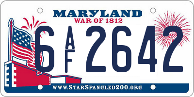 MD license plate 6AF2642