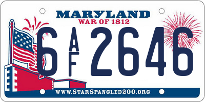 MD license plate 6AF2646
