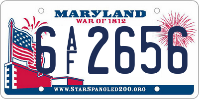 MD license plate 6AF2656