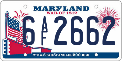 MD license plate 6AF2662