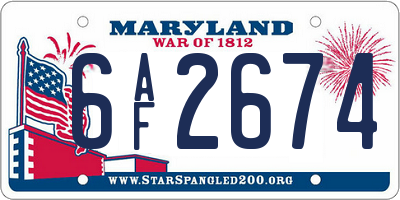MD license plate 6AF2674
