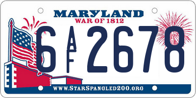MD license plate 6AF2678