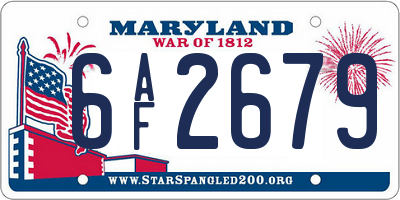 MD license plate 6AF2679