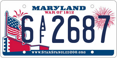MD license plate 6AF2687
