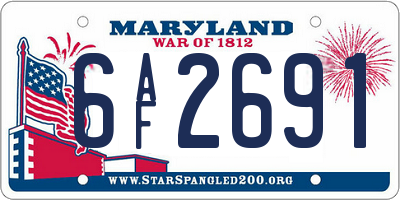 MD license plate 6AF2691