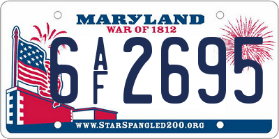 MD license plate 6AF2695