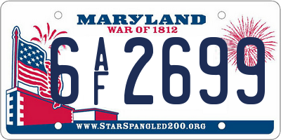 MD license plate 6AF2699