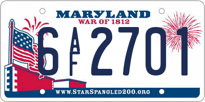 MD license plate 6AF2701