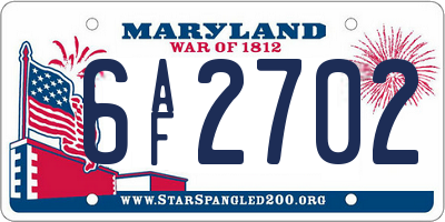 MD license plate 6AF2702