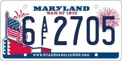 MD license plate 6AF2705