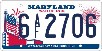 MD license plate 6AF2706