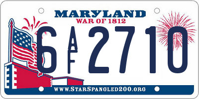 MD license plate 6AF2710