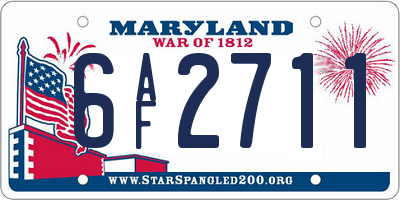 MD license plate 6AF2711