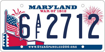 MD license plate 6AF2712