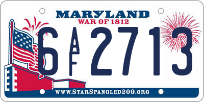 MD license plate 6AF2713