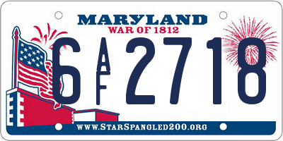 MD license plate 6AF2718
