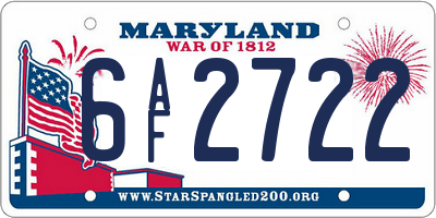 MD license plate 6AF2722