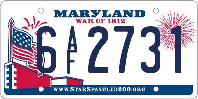 MD license plate 6AF2731