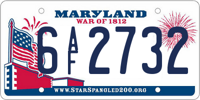 MD license plate 6AF2732