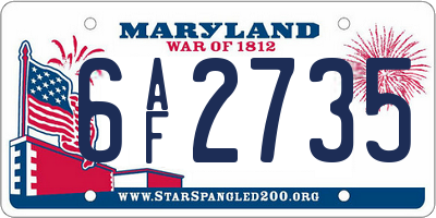 MD license plate 6AF2735