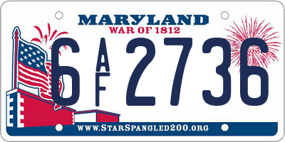 MD license plate 6AF2736