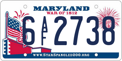 MD license plate 6AF2738