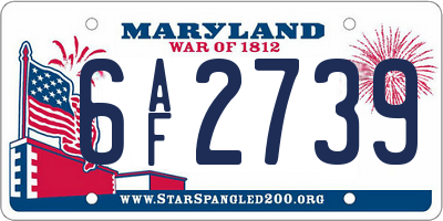 MD license plate 6AF2739