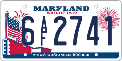 MD license plate 6AF2741