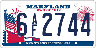 MD license plate 6AF2744