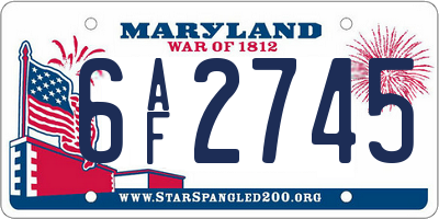 MD license plate 6AF2745