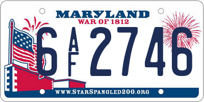 MD license plate 6AF2746