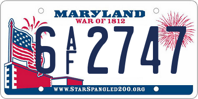 MD license plate 6AF2747